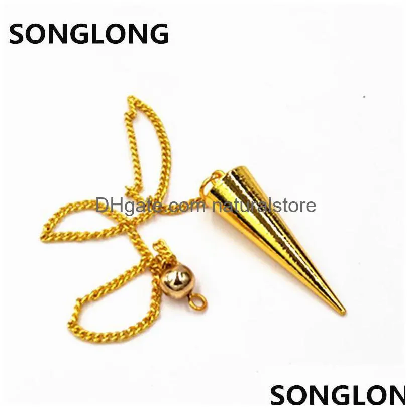 pendant necklaces pendulums for dowsing pendule de reiki healing pyramid spiritual pendulum copper meatl charms chakra amulet