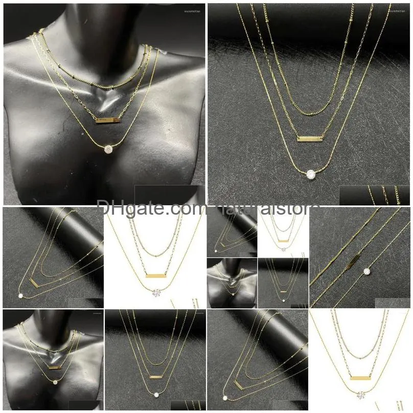 pendant necklaces 2022 fashion women multilayer diamond beads chain necklace sexy party collarbone