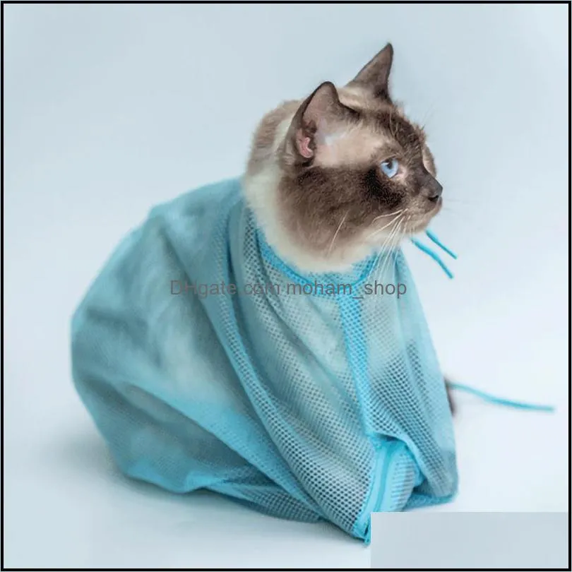 mesh cat bathing bag grooming washing bags anti scratch bite cat restraint bag for nail cutting ear clean 1225 v2