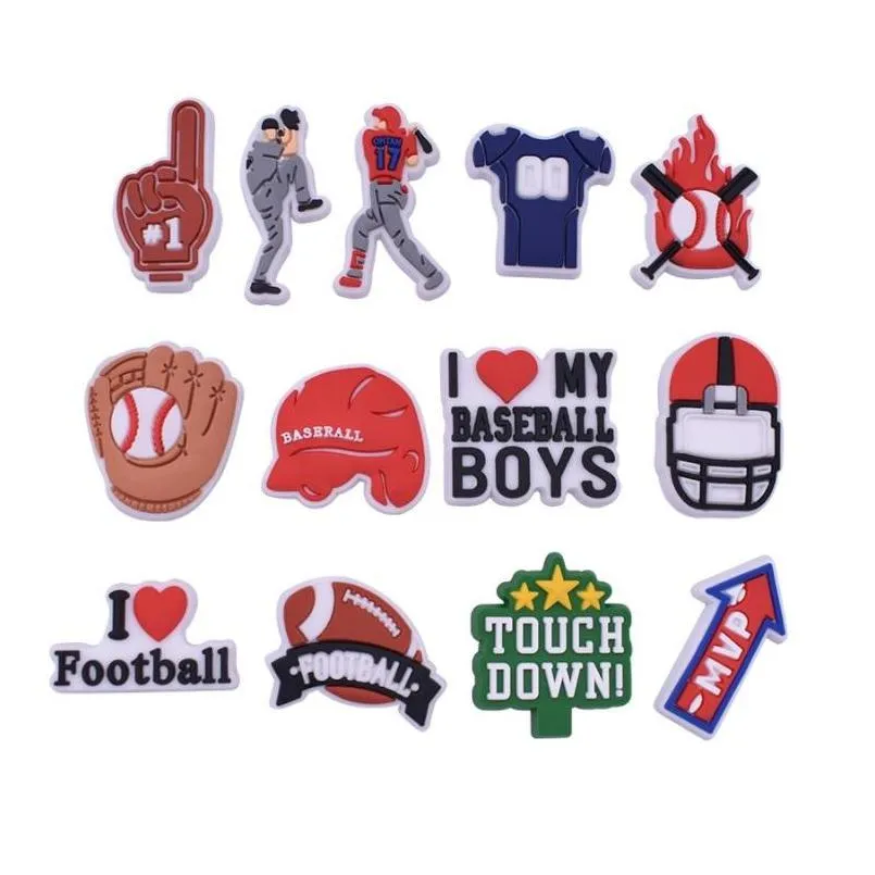 pvc croc charms flowers shoe accessories sports football baseball buckles christmas shoes decoration fit bracelet jibbitz girls boys