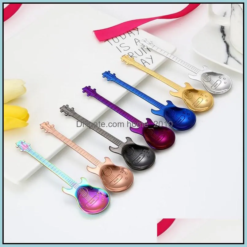 304 stainless steel guitar shape spoon coffee stirring spoon titanium ice bar music scoop creative gift spoon 