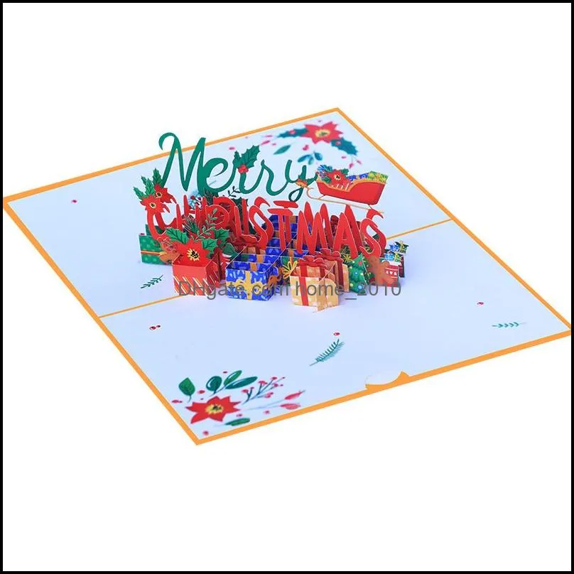 color printing 3d christmas cards popup creative merry xmas handmade holiday greeting card