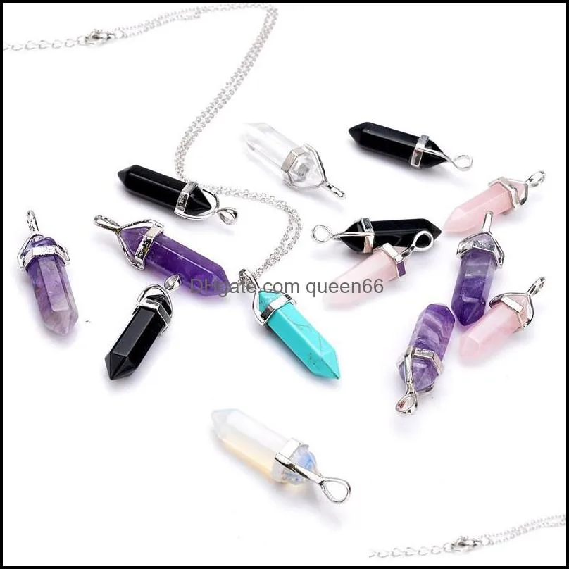 16 styles natural crystal pendant necklaces opalite white howlite lapis clear quartz crystal aventurine crystal pendant