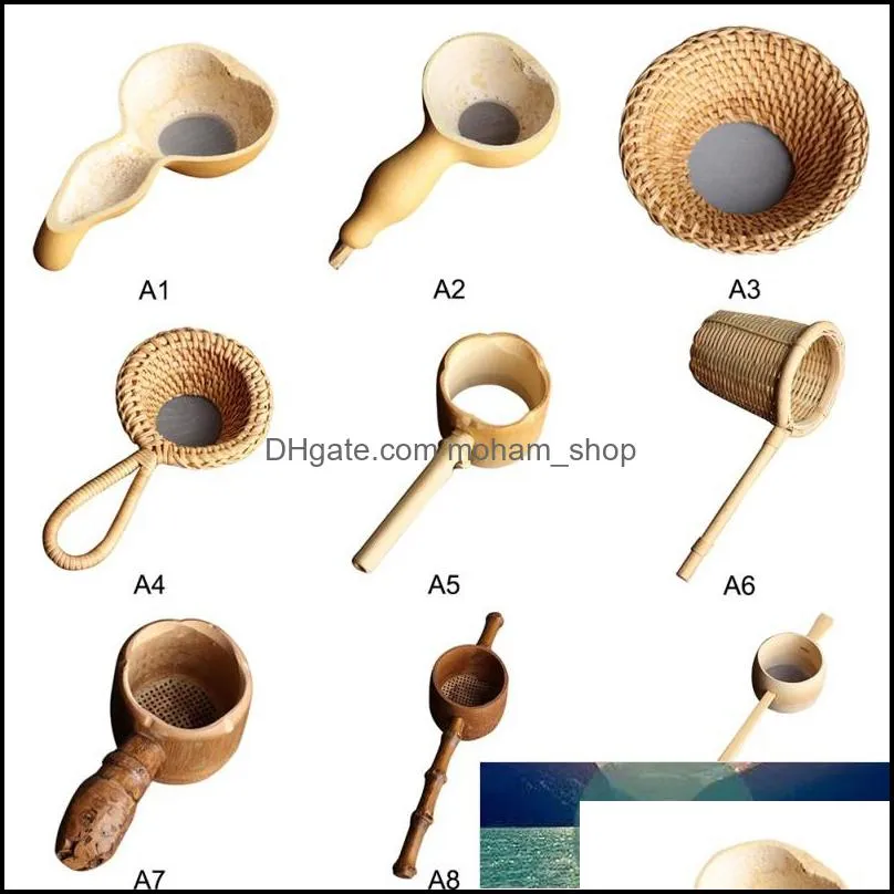 portable tea strainers bamboo rattan gourd shaped tea leaves funnel for table decor ceremony accessories 