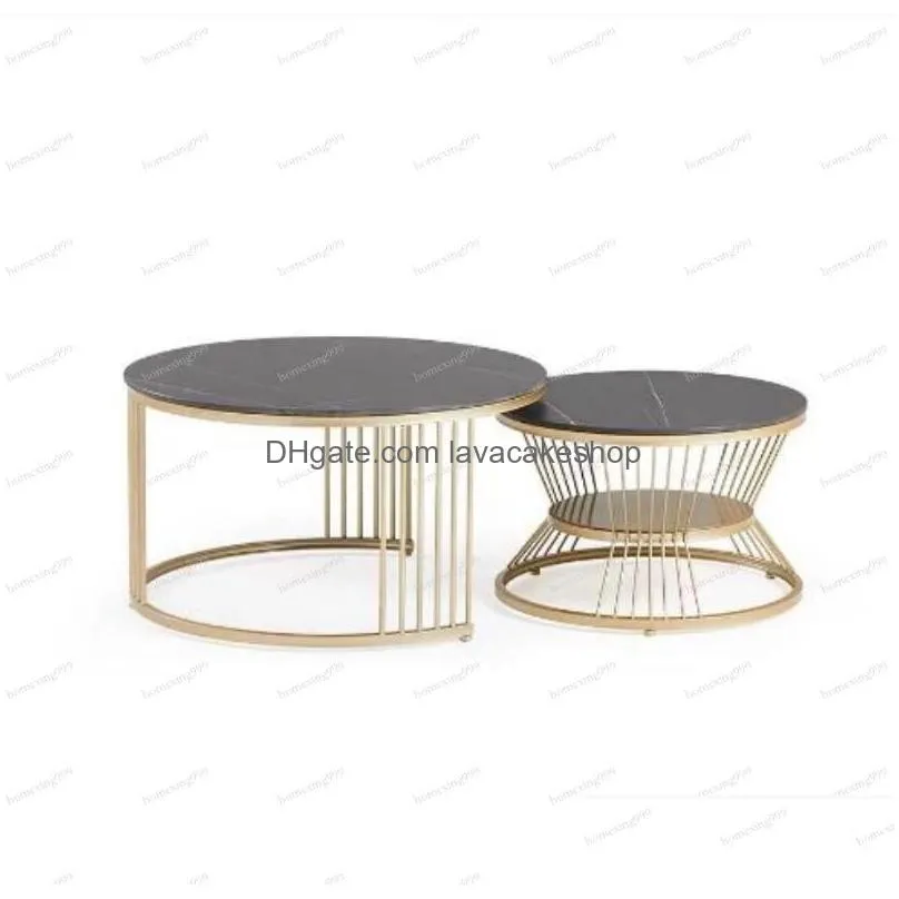 living room furniture manufacturing factory nordic light luxury marble tabletop creative stainless steel base coffee table