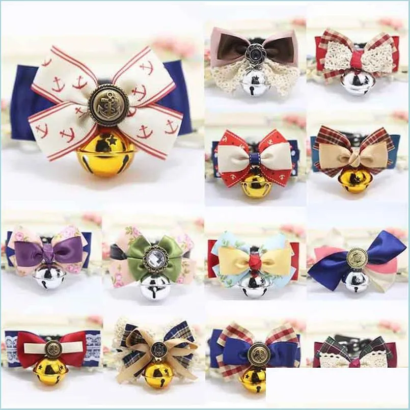 pet dog gentlemen collar puppy car bowknot bell collar teddy kitty beauty rosette gentle collar dog cat accessory