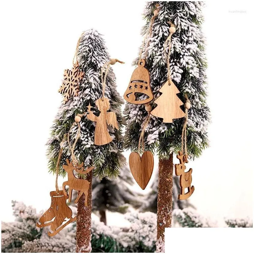 christmas decorations diy wooden craft gift tree home decoration arrangement wood color pendant ornament carving chips