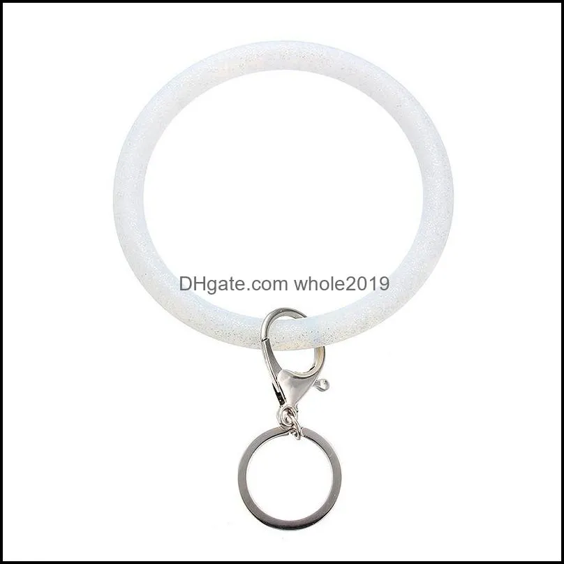 bling key ring bracelet for women silicone wristlet strap keychain large circle wrist keyring bangle bracelets dhs q6fz