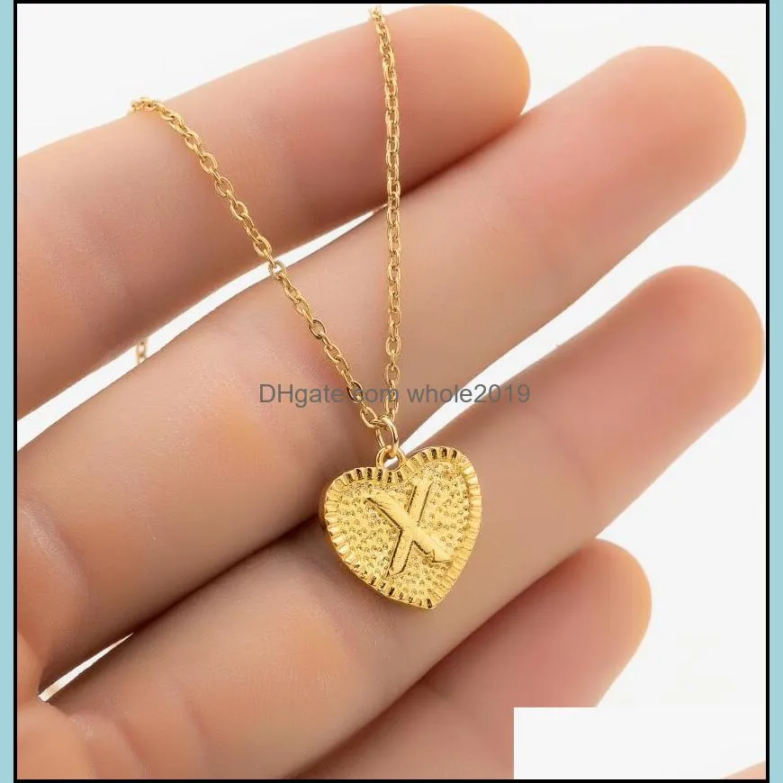 european american fashion gold 26 letters pendant necklace love heart alphabet name initials necklace womens jewelry