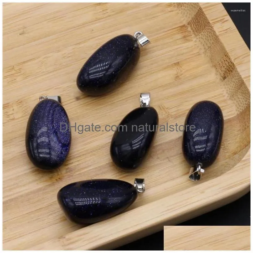 pendant necklaces natural irregular stone pendants polished blue sand necklace accessories for jewelry making bracelet crystal charms