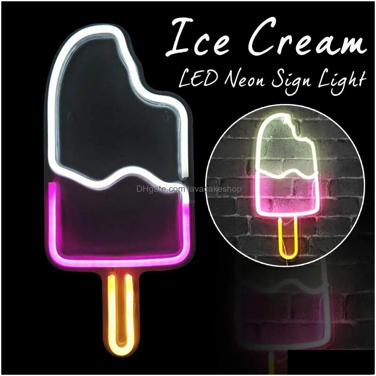 45.1x20.3cm ice cream led neon sign light neon bulbs for beer bar bedroom home party wall decoration neon lamp christmas gift t200904