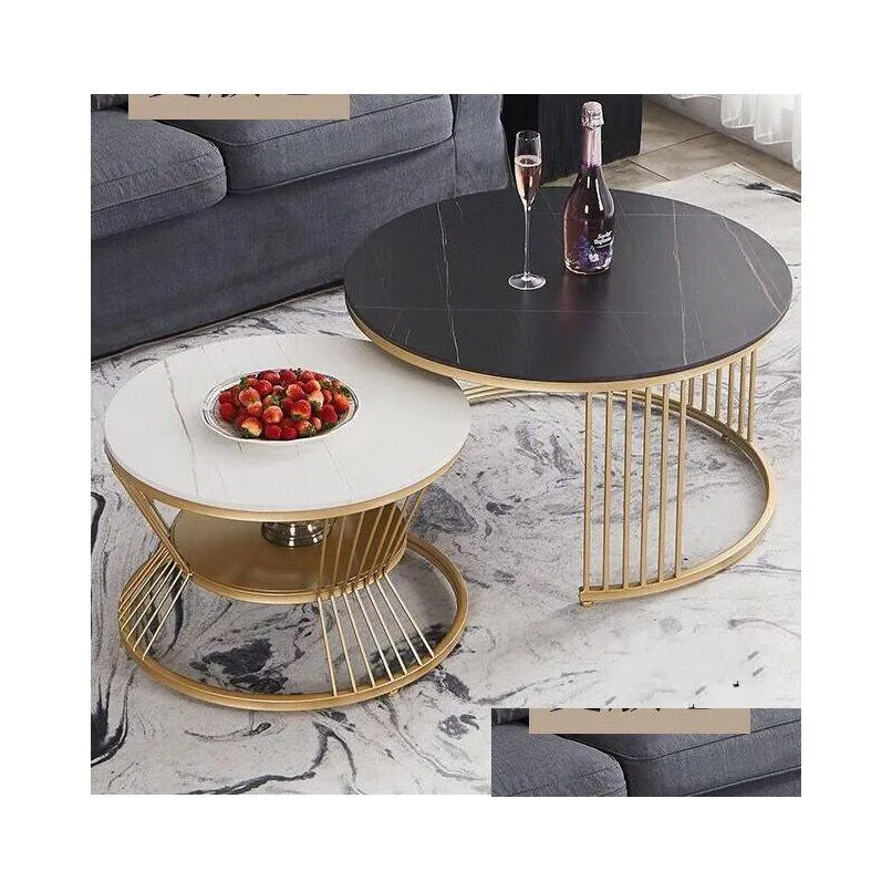 living room furniture manufacturing factory nordic light luxury marble tabletop creative stainless steel base coffee table