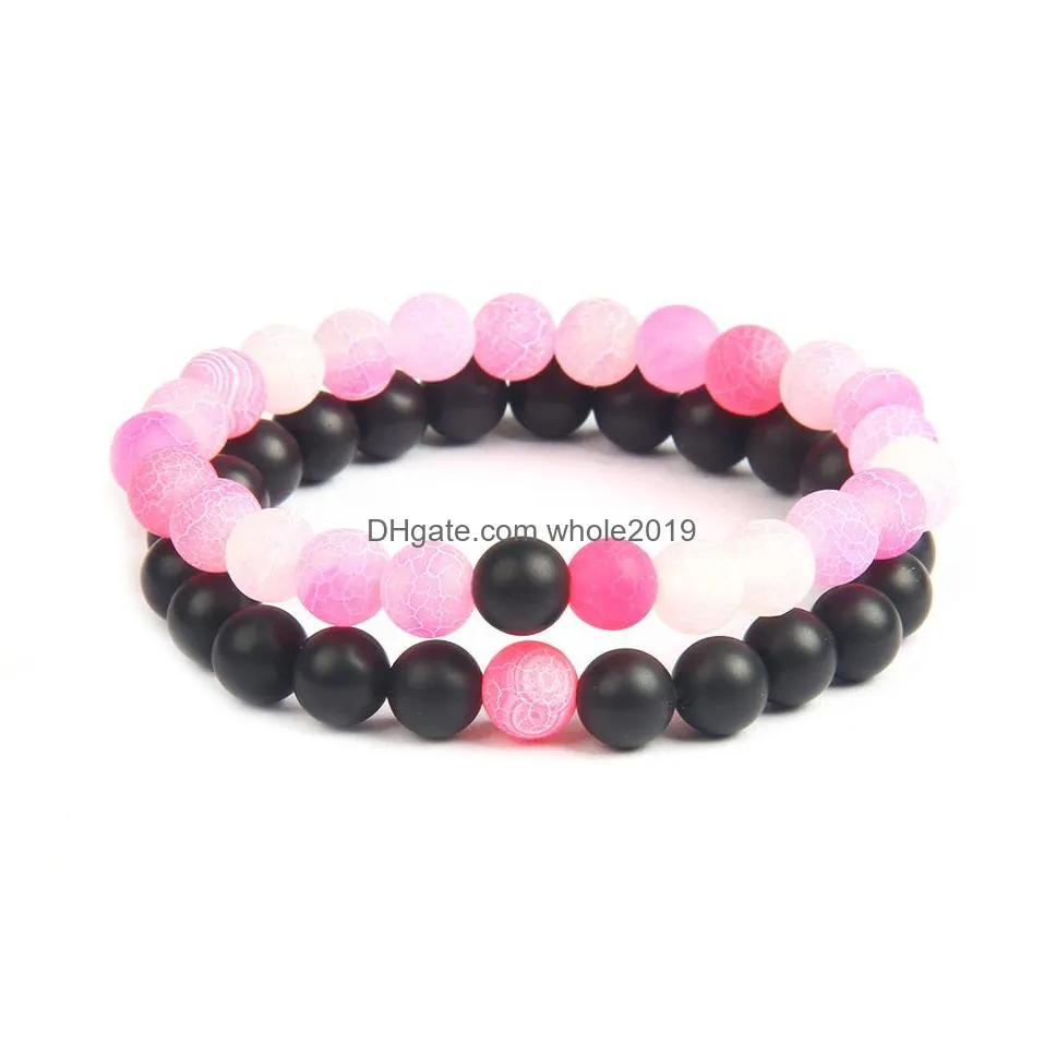  design couples distance bracelets sets wholesale 10set/lot 8mm matte agate and weathering stone beaded bracelet for lover