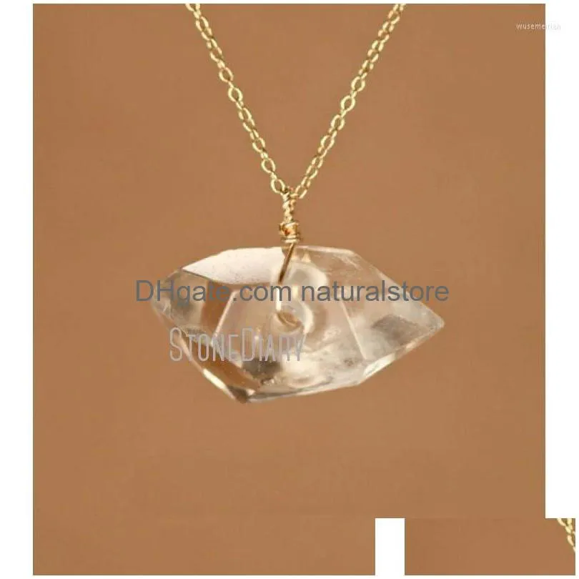 pendant necklaces nm39910 healing crystal necklace wire wrapped quartz silver or gold chain