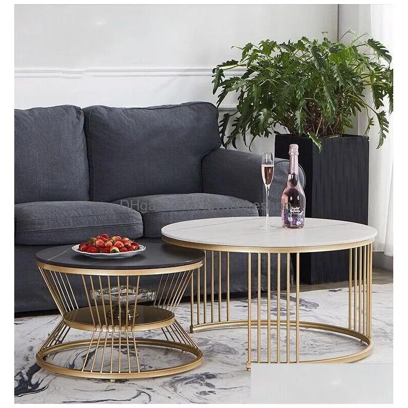 living room furniture manufacturing factory nordic light luxury marble tabletop creative stainless steel base coffee table