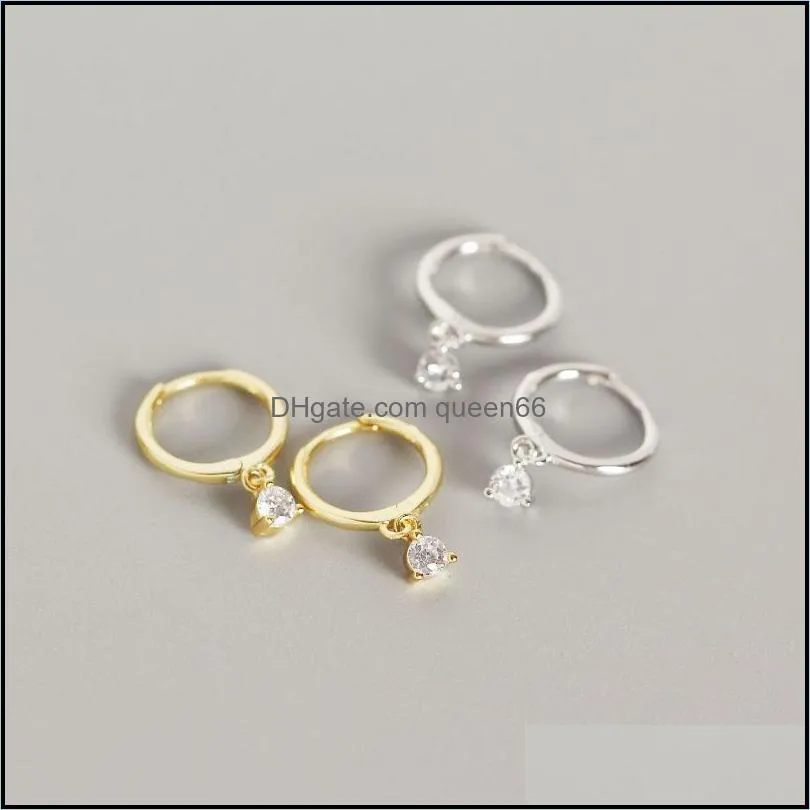 100 real 925 sterling silver pendant hoop earrings women small round zircon earring fine jewelry christmas gifts yme550