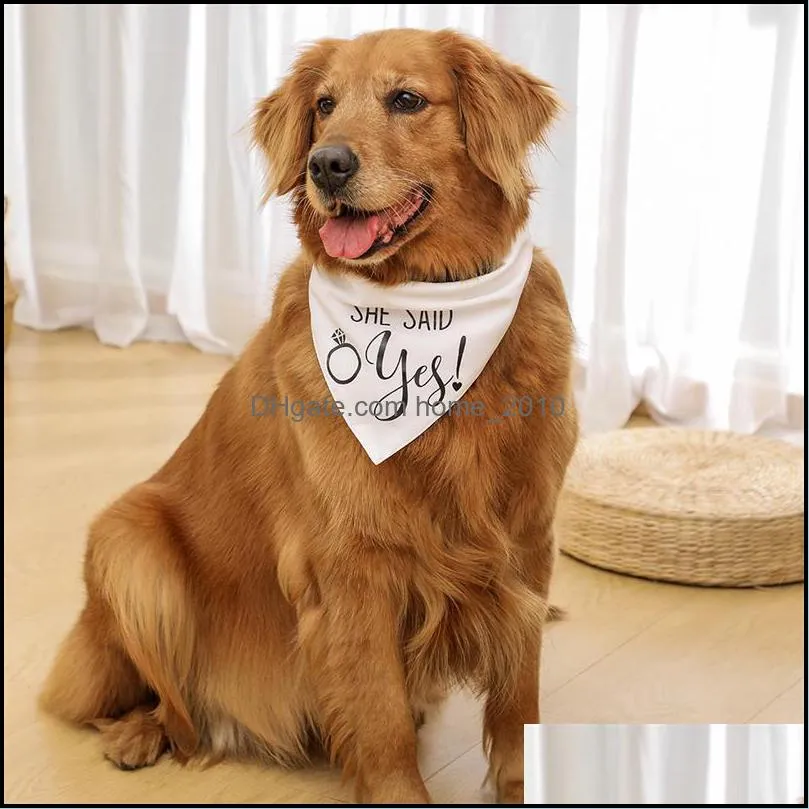  fashion dog wedding triangle bandanas letter pattern pet triangle scarf adjustable soft bib for medium large dog pet accessories