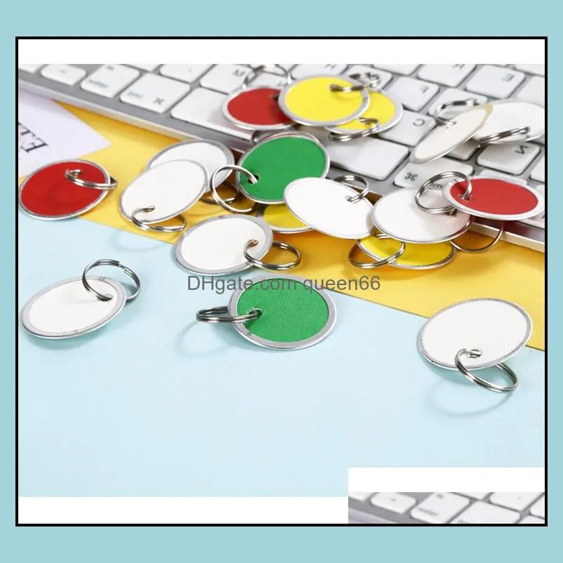 metal rimmed key tags round paper tags with split rings 32mm key rings keychain customize logo promotion gifts