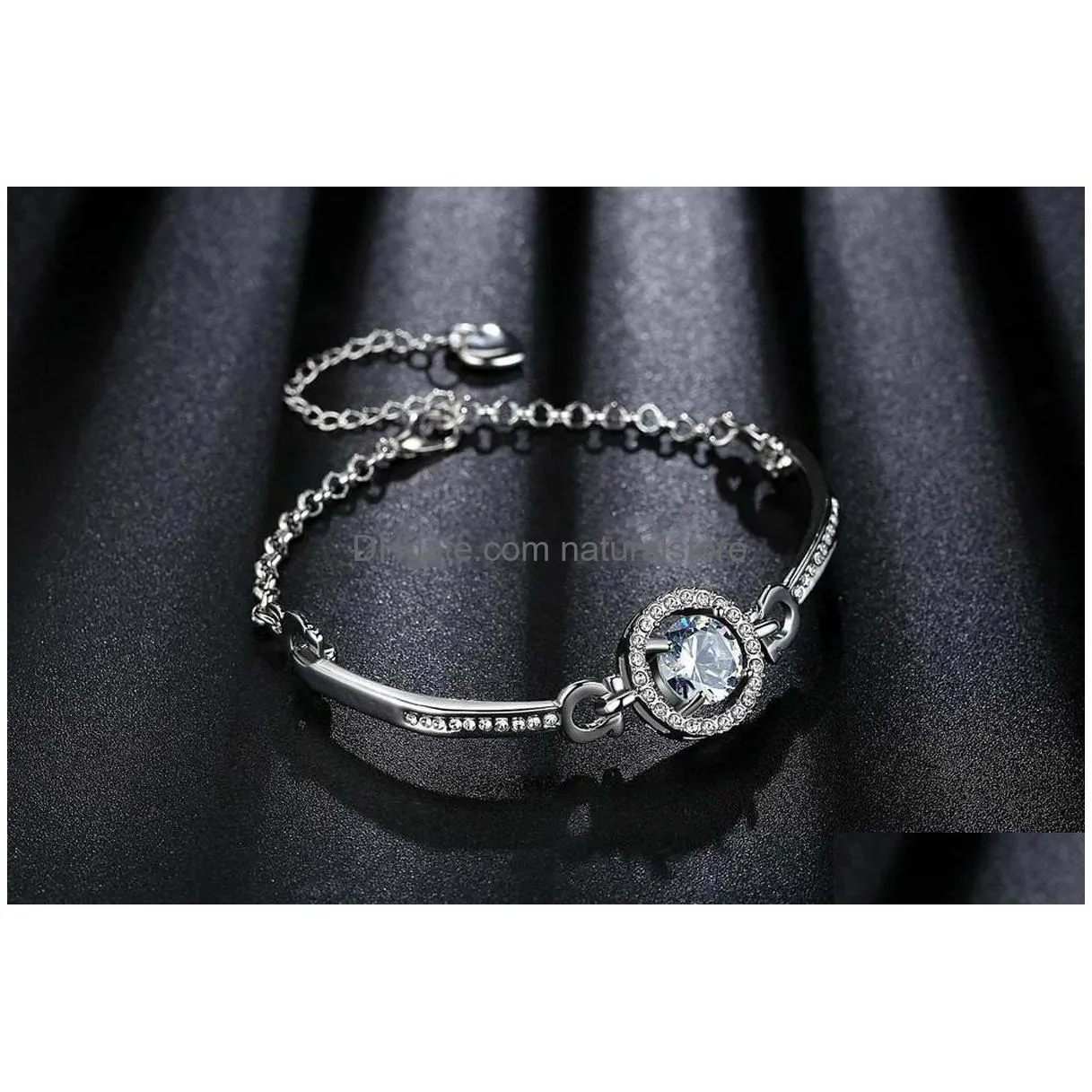 women rhinestone diamonds bracelet chains fashion charm pendant bracelets jewelry valentine s day gift for girlfriend 