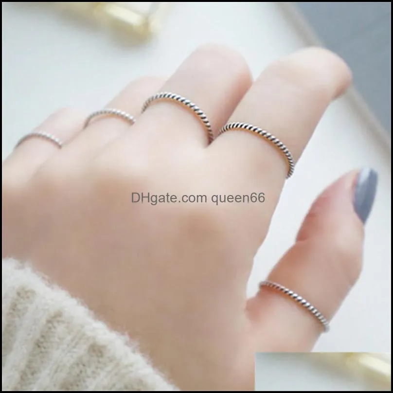 100 real 925 sterling silver finger rings for ladies girls simple personality twist korean trendy joint tail ring ymr537