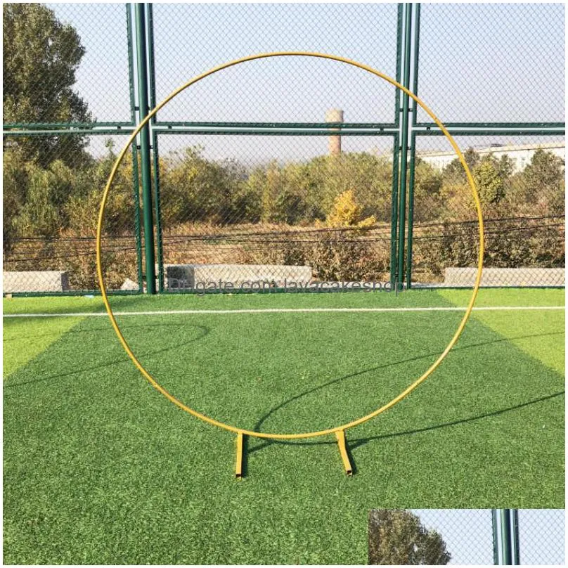 wedding props birthday party decor wrought iron circle round ring arch backdrop lawn artificial flower row stand wall shelf 200929