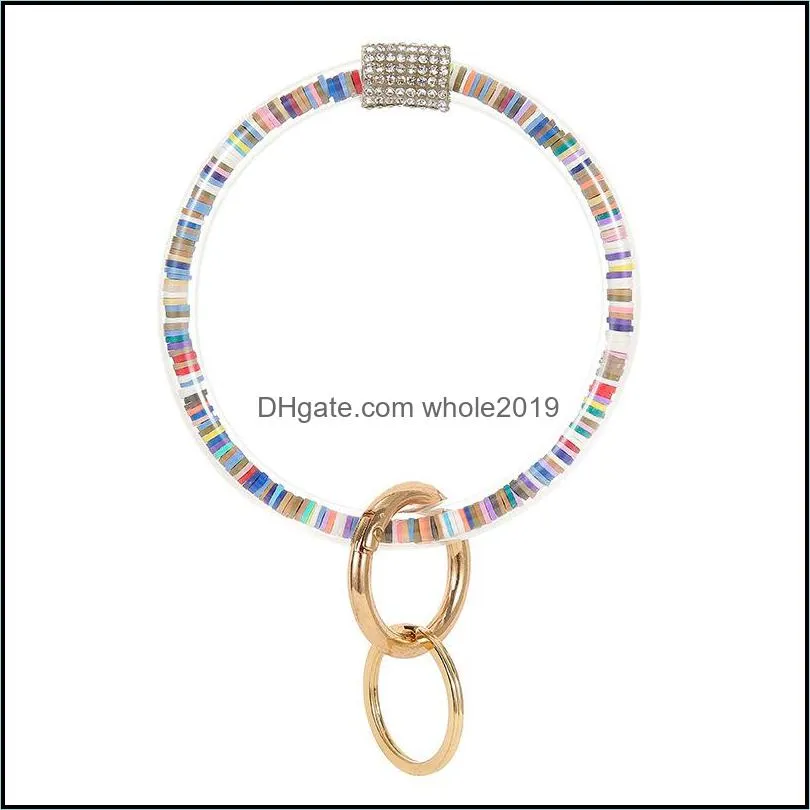 key ring wristlet keychain round bracelets keychains charm bracelet circle bangle for women girls jewelry dhs l598fa