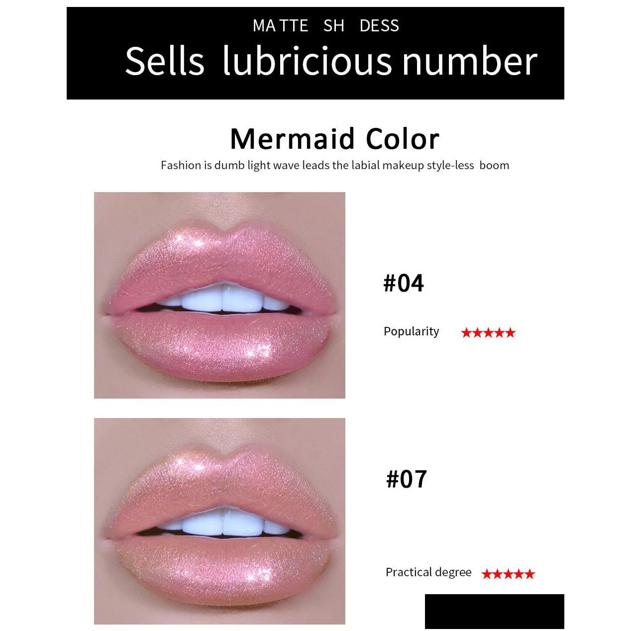 drop handaiyan 6piece lip gloss collection moistarize mermaid crystal cream glaze set 2.3mlx6 maquillage..