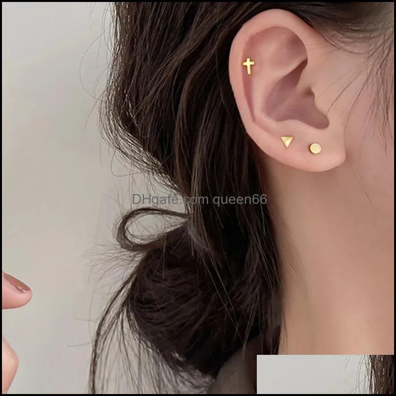 5 pcs/set 100 real 925 sterling silver stud earrings for women simple cute star heart triangle earring fine jewelry yme870