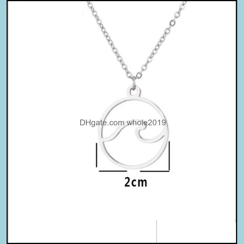 stainless steel wave necklace pendant beach surfer jewelry for women ocean wave charm choker necklaces collar