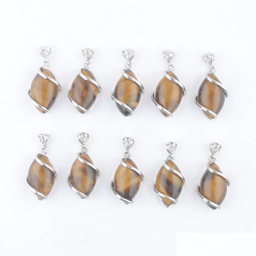 natural tigers eye gemstone pendants beads stone horse eye shape women men jewelry fashion assorted wholesale dn3247