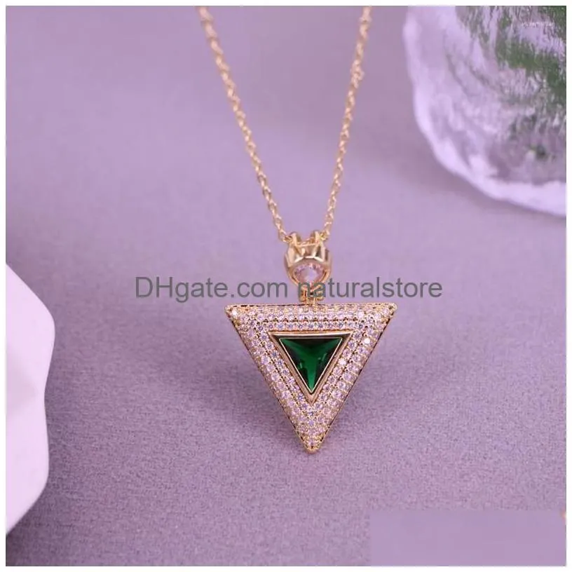 pendant necklaces 5pcs luxury triangle shape zircon necklace for women fashion gold color geometric