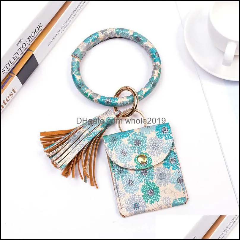 leather bracelet key rings coin card wallet pu tassel pendant wristbands keychain women bag accessories dhs k281fa z