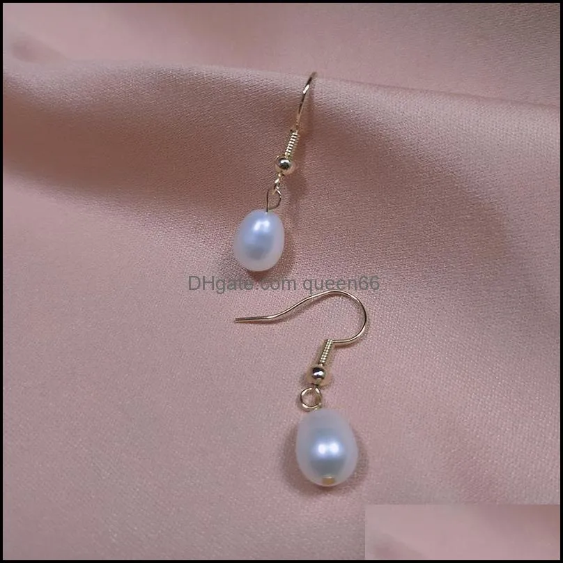 s925 sterling silver pearl earrings 78mm drop natural pearl ear hook earrings for women prevent allergy earrings wedding christmas