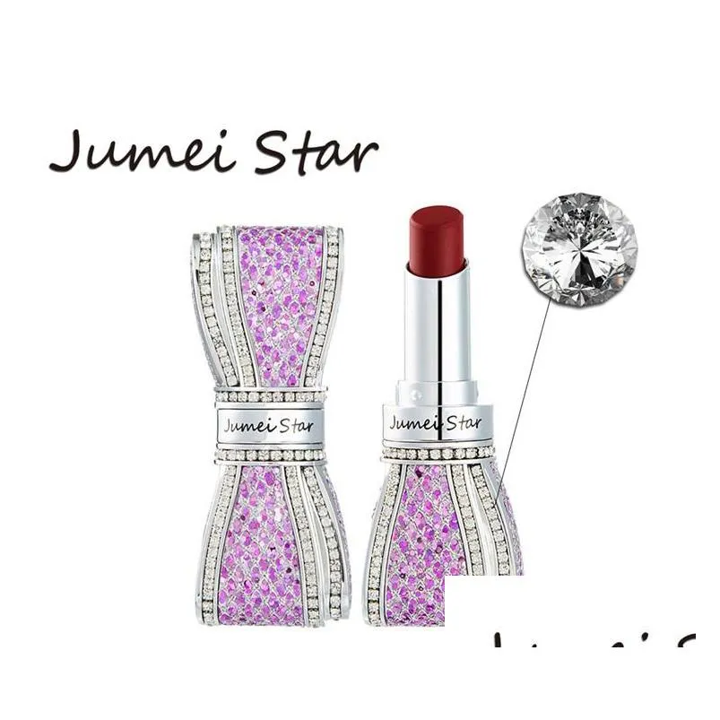 drop jumei star bow diamond matte lipstick lasting and fading 8 colors lip gloss ship