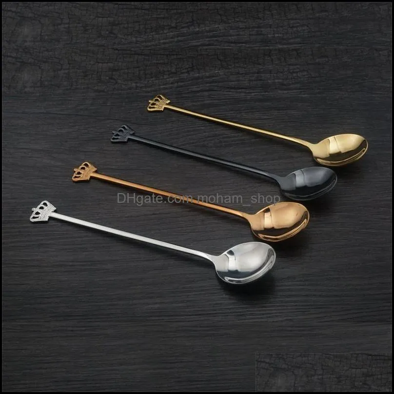 stainless steel stirring spoon crown long handle spoons originality eco friendly smooth tableware with superior quality 3 8qx j1