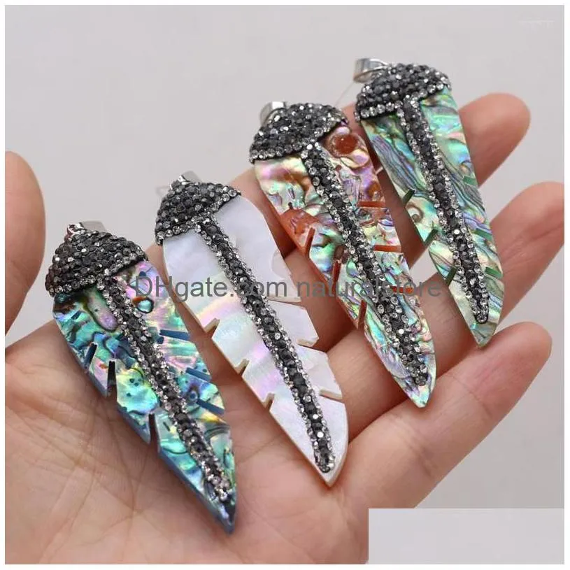 pendant necklaces wholesale 8pcs natural semiprecious stone leafshaped shell making diy necklace earring jewelry gift