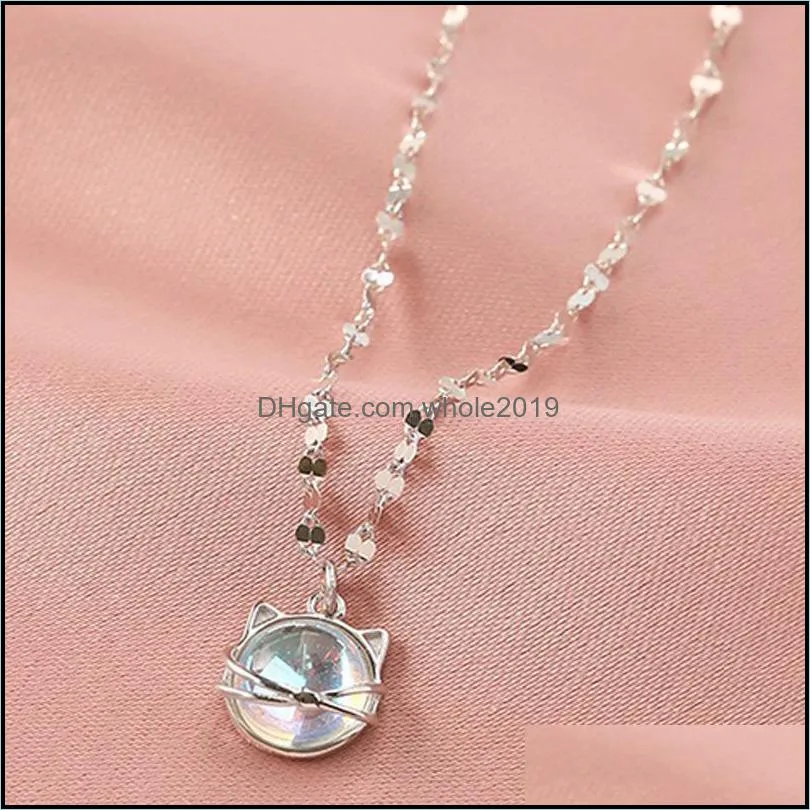 chains arrive link chain cute cat charm necklace pendant women girls wedding fashion jewelry accessories choker dz904chains