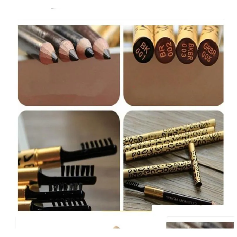  arrivals makeup leopard grain eyebrow pencil waterproof professional makeup eyebrow pencil brush black dhs 