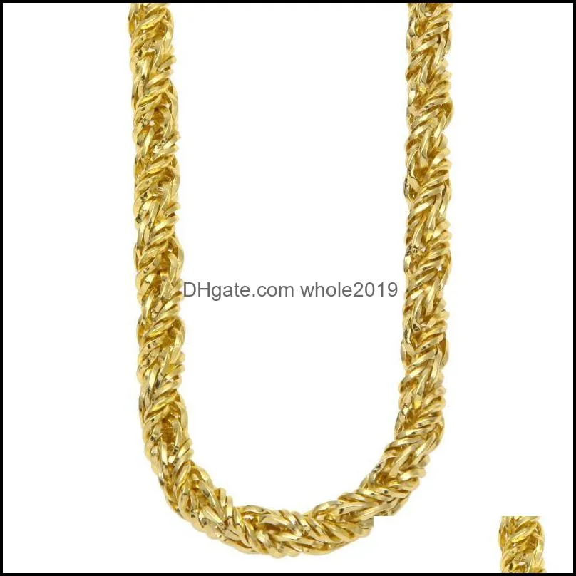 chains thick 6.5mm thorns rope chain yellow gold filled copper mens long twisted necklace fashion accessorieschains