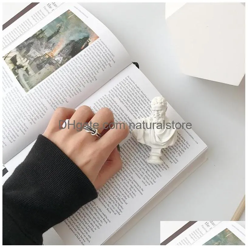 han edition s925 pure double knot of the ancients do old personality open element yintai silver ring children