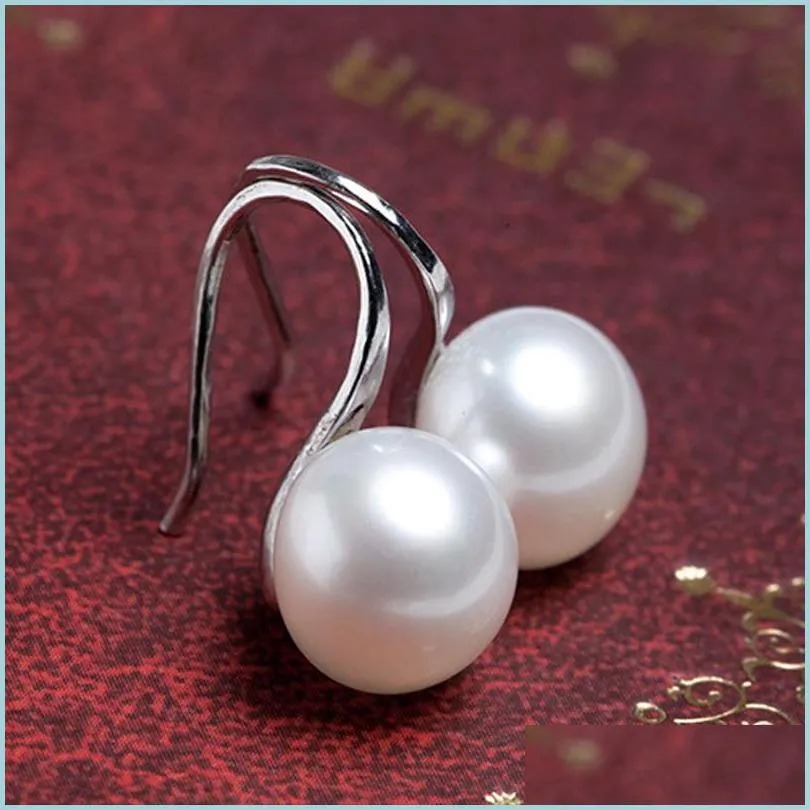 fashion pearl earrings 910mm big pearl oblate natural freshwater pearl spoon earrings 925 sterling silver jewelry for women girl gift