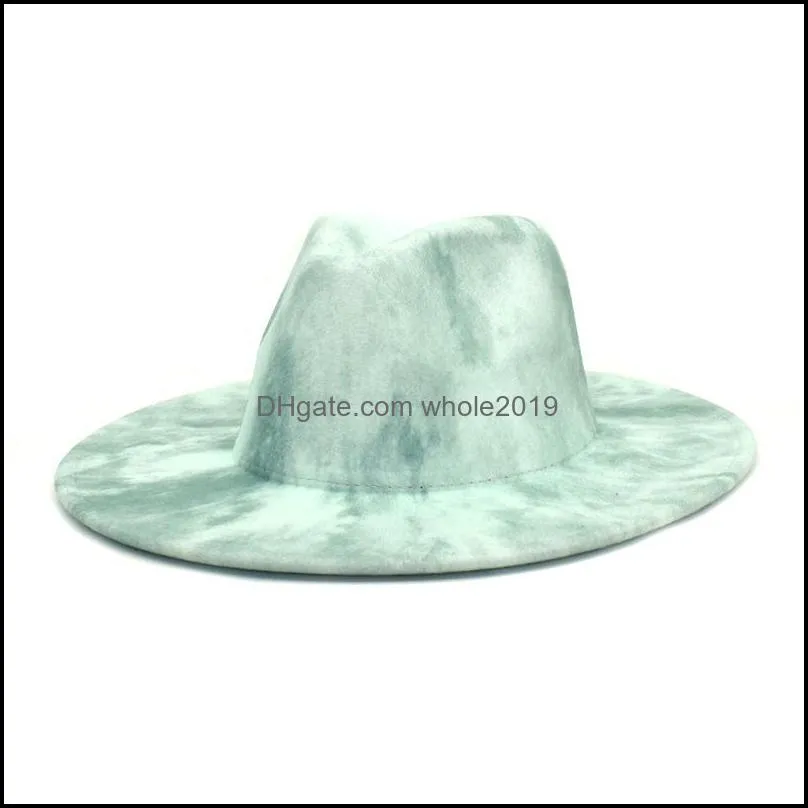 jazz panama cap tie dye felt fedora hats women men wide brim hat woman man formal hat mens lady top caps winter fashion 2021 