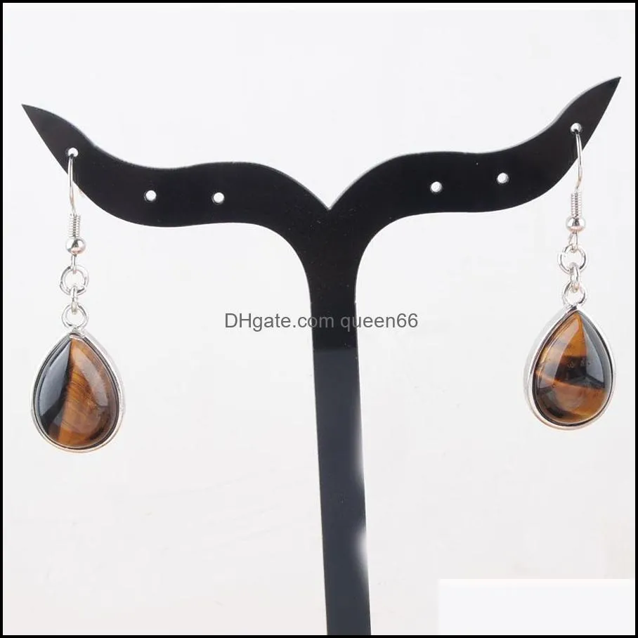 natural gemstone earrings necklace jewelry set for women jewelry pendant teardrop shape stone beads tigers eye aventurine golden sand chain 45cm