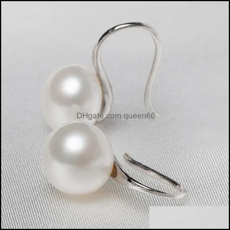 fashion pearl earrings 910mm big pearl oblate natural freshwater pearl spoon earrings 925 sterling silver jewelry for women girl gift