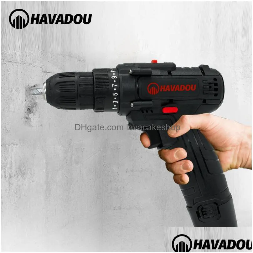 havadou torque cordless impact electric drill 12v mini power driver 2 speed choice screwdriver 201225