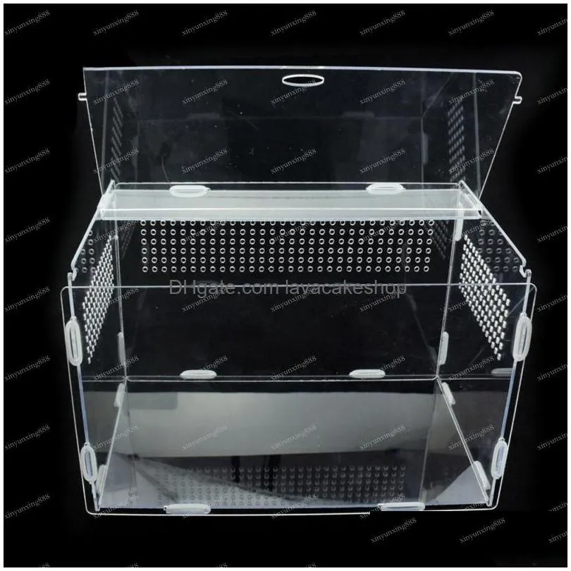 transparent large durable acrylic terrarium reptile box pet supplies for cold blooded animals insect home decoration