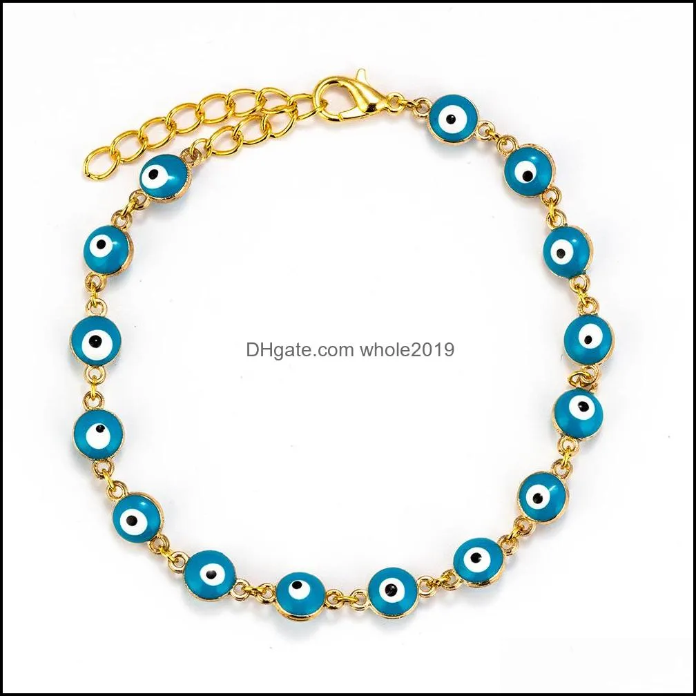 classic evil eye link chain bracelets women girls personality turkish green blue eyes gold color bracelet jewelry wholesale