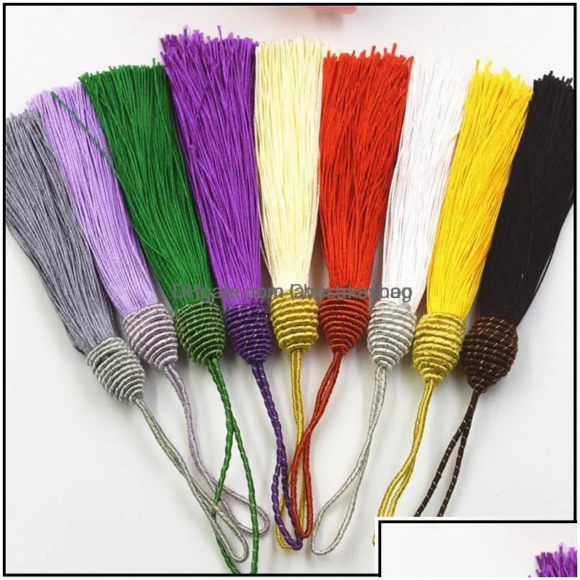 arts and crafts arts gifts home garden 10pcs polyester silk tassels fringe pendant diy material cord trim curtains party decor ribbon