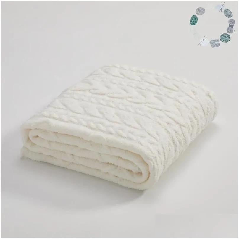 blankets modern fashion ivory fleece blanket sofa office nap knitted thread throw bed bedspread winter warm twisted flower