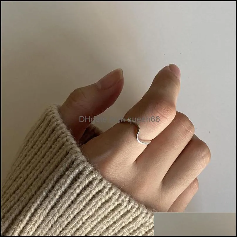 100 real 925 sterling silver mobius open ring for women korea ins simple irregular wave finger rings fine jewelry ymr1011